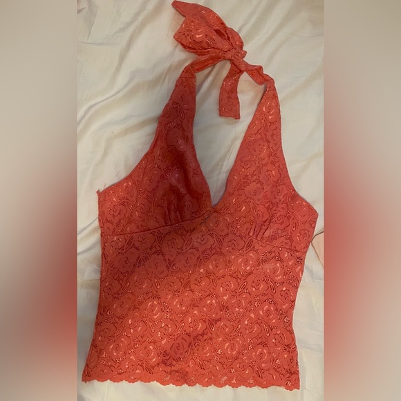 Pink lace halter top - Picture 2 of 6